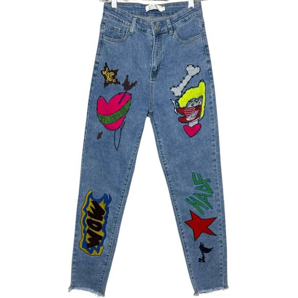 Lizette Collection Denim - LC Lizette Collection Patchwork Jeans Denim Pants Women's Size 27 Y2K Streetwear